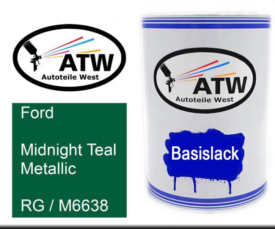 Ford, Midnight Teal Metallic, RG / M6638: 500ml Lackdose, von ATW Autoteile West.